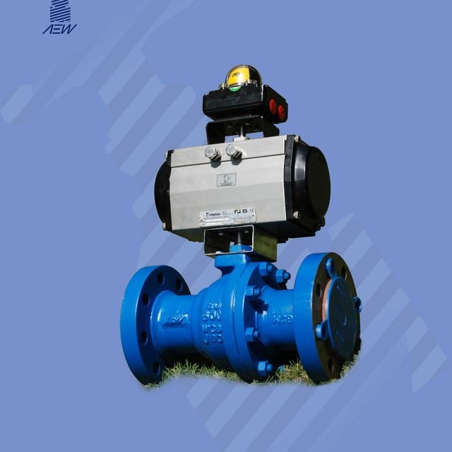 AEW Class 600 ball valve with pneumatic actuator